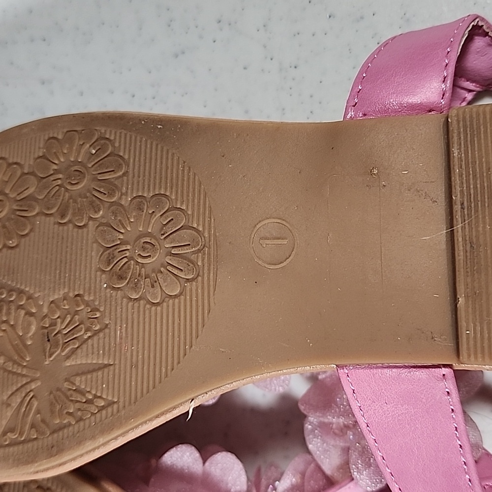Laura Ashley Pink Flower Cutie T-Strap Sandal Girls Size 1 - Picture 6 of 6